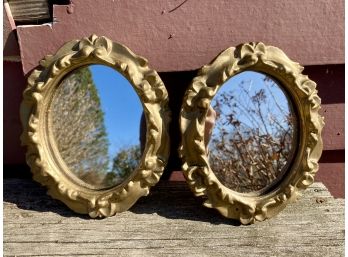 Two Matching Ornate Gold Mini Mirror