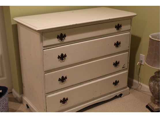 White Painted Wood 4 Drawer Chest