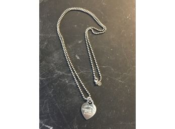 Tiffany And Company Beaded Sterling Silver Chain And Pendant