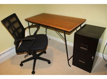 Desk,  Chair & File Cabinet