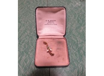 14k Gold Floral Pin With Original Box