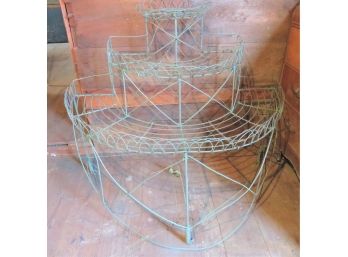 Vintage 3 Tier Green Iron Plant Stand