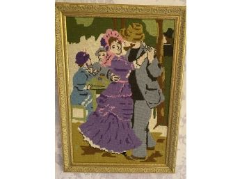 Vintage Tapestry Framed Dancing Couple