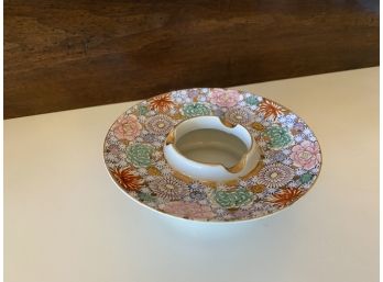 Flowers And Gold Accents Vintage Ashtray