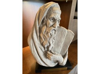 Arnold Henry Bergier Signed 67' Moses Sculpture Holding Ten Commandments