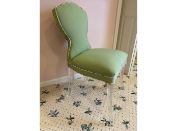MCM Lucite Upholstered Apple Green Chair