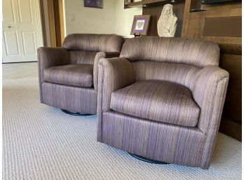 Pair Of Hancock And Moore Upholstered Barrel Chairs