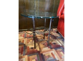 Round Glass And Metal Side Table