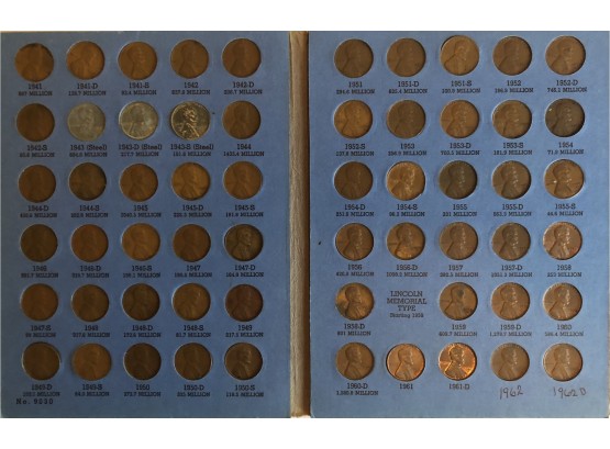 Complete Set Of Lincoln Head Cent Collection Starting 1941 Thru 1962 D