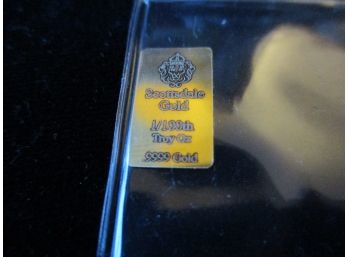 .o1 Oz. (One-One Hundredth Of An Oz.) Gold Mini Bar, Scottsdale Gold, .9999 Gold