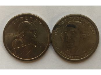 Susan B Anthony Dollar Coin And George Washington Dollar Coin