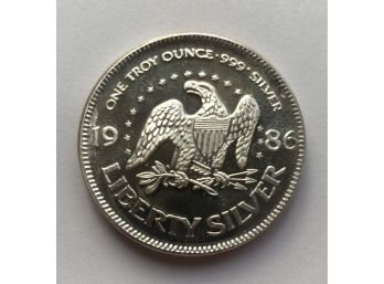 1986 Liberty Silver Round .999 Troy Ounce (See Description)