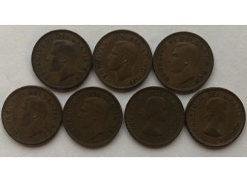 Canadian Pennies 1947, 1948, 1950, 1951, 1952, 1953, 1954