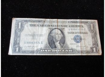 U.S. $1 Silver Certificate, 1935E.  Blue Seal.
