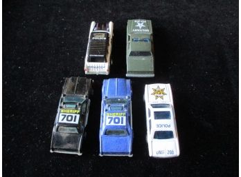 5 Die Cast Toy Police Cars, Hot Wheels, Majorette