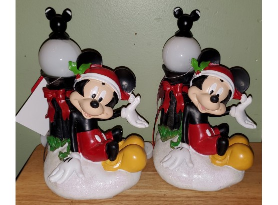 Pair Of Brand New Disney Mickey Mouse Holiday Garden Statues