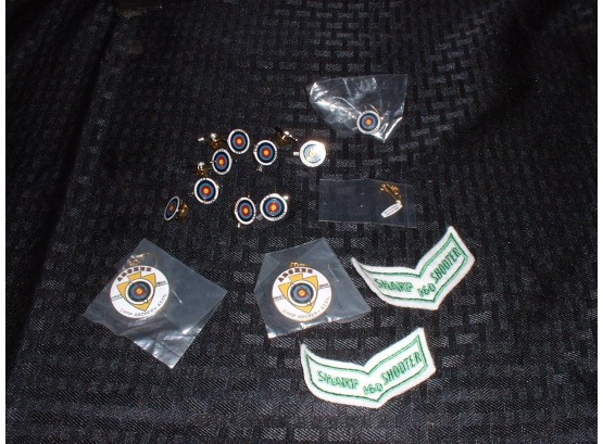 Lot Of Camp Archer Association Pins ~ Hashtags ~ Sharpshooter Patches ~ CAA