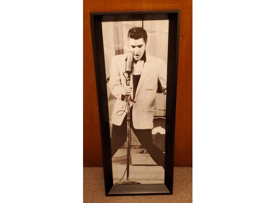Incredible Framed 3 Foot Black & White Picture Of Elvis