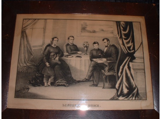 Antique Print 'Lincoln At Home' Framed