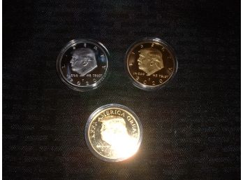 Lot Of 3 Different Brand New Uncirculated Donald Trump Commemorative Coins ~ Large 1.57'