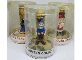 Lot Of 3 Vintage Holiday Cookie Stamps From Cape Cod