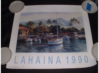 Signed Limited Edition ~ George Allen Print ~ Lahaina Hawaii ~ 1990 Poster ~