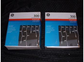 2 New In Boxes ~ GE 300 Icicle Lights ~ String Along White ~ 13.2 Feet Ea. ~ Indoor  Outdoor