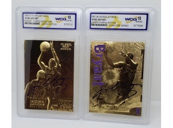Awesome Pair Of Gold Foil Kobe Bryant Rookie Cards Graded 10 Gem Mint