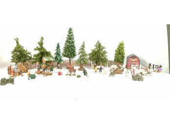 Department 56 Christmas Village People * Pine Trees *Accessories * Red Barn
