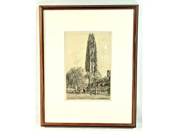 Yale University Etching By Louis Orr • Nicely Framed And Matted