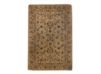 100% Wool • Floral Pattern • 4x6 Area Rug With Anti Slip Pad