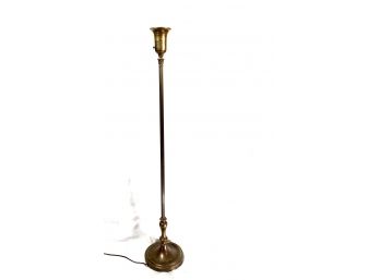 Antique • Brass Tone Floor Lamp Floral Pattern And Fluted Upright*