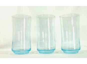 Set Of 3 Turquoise Water Glasses
