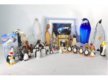 Group Of Collectible Penguins * Murano Glass * Blue Glass * Vintage Waddling Penguins * Anheuser Busch Penguin