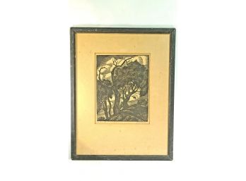 Framed Woodblock Print • New York 1931 By Friedlander