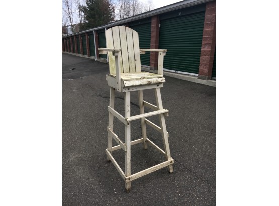 Solid Wood Lifeguard Chair In Good Condition, 6' Height
