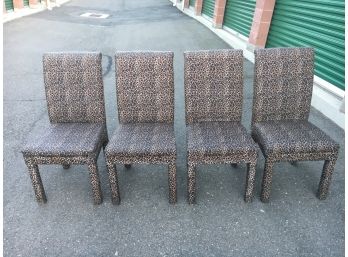 Funky Set Of 4 Leopard Print Upholstered Chairs In Good Condition