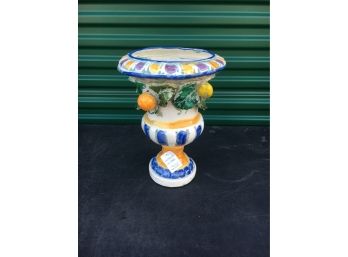 $225 Price Tag, Handmade Ceramic Fruit Design 12' Vase, Made In Mexico