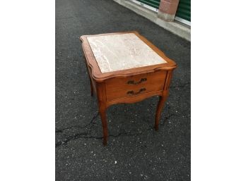 F72 French Style Marble Top Side Table With Drawer By Hammary