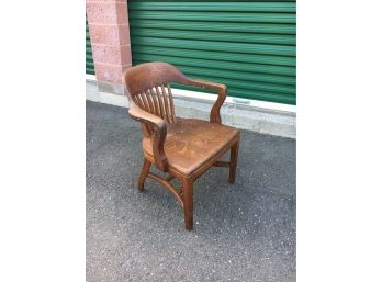 Stunning Antique Oak Office Chair By B.L. Marble Co.