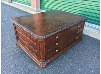 Exceptional Mahogany 3 Drawer Map Cabinet Style Coffee Table, All Solid Wood And High Quality