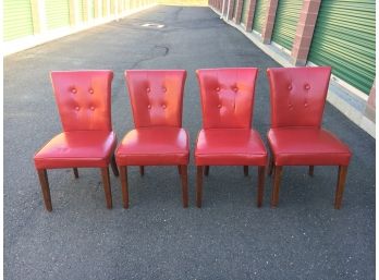 Set Of 4 Red Dining Chairs By Pier 1 In Bonded Leather