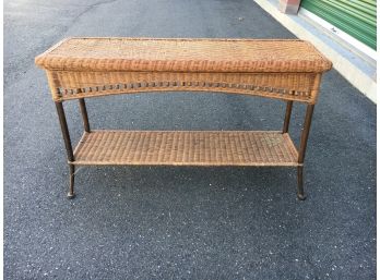 Pier 1 Sofa Table In Wicker With An Iron Frame
