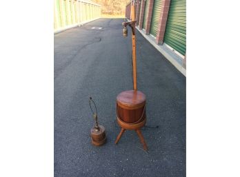 Pair Of Vintage Firkin Lamps, Floor Lamp And Table Lamp