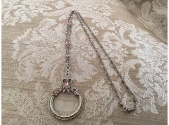 Necklace With Rhinestone Encrusted Magnifier