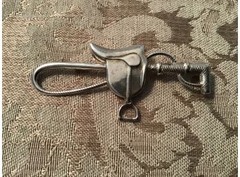 Vintage Sterling Silver Pin Detailed With Crop And Saddle