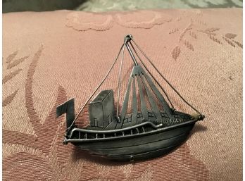 Vintage Sterling Silver Tall Ship Pin