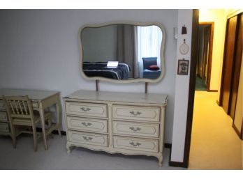 French Provincial Six Draw Dresser And Mirror