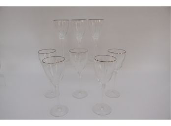 Eight Piece Silver Rimed Wine Glass Set