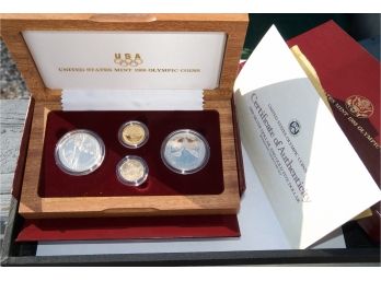United States Mint 1988 Olympic Coin Set- 4 Coins Total (2 Gold, 2 Silver)
